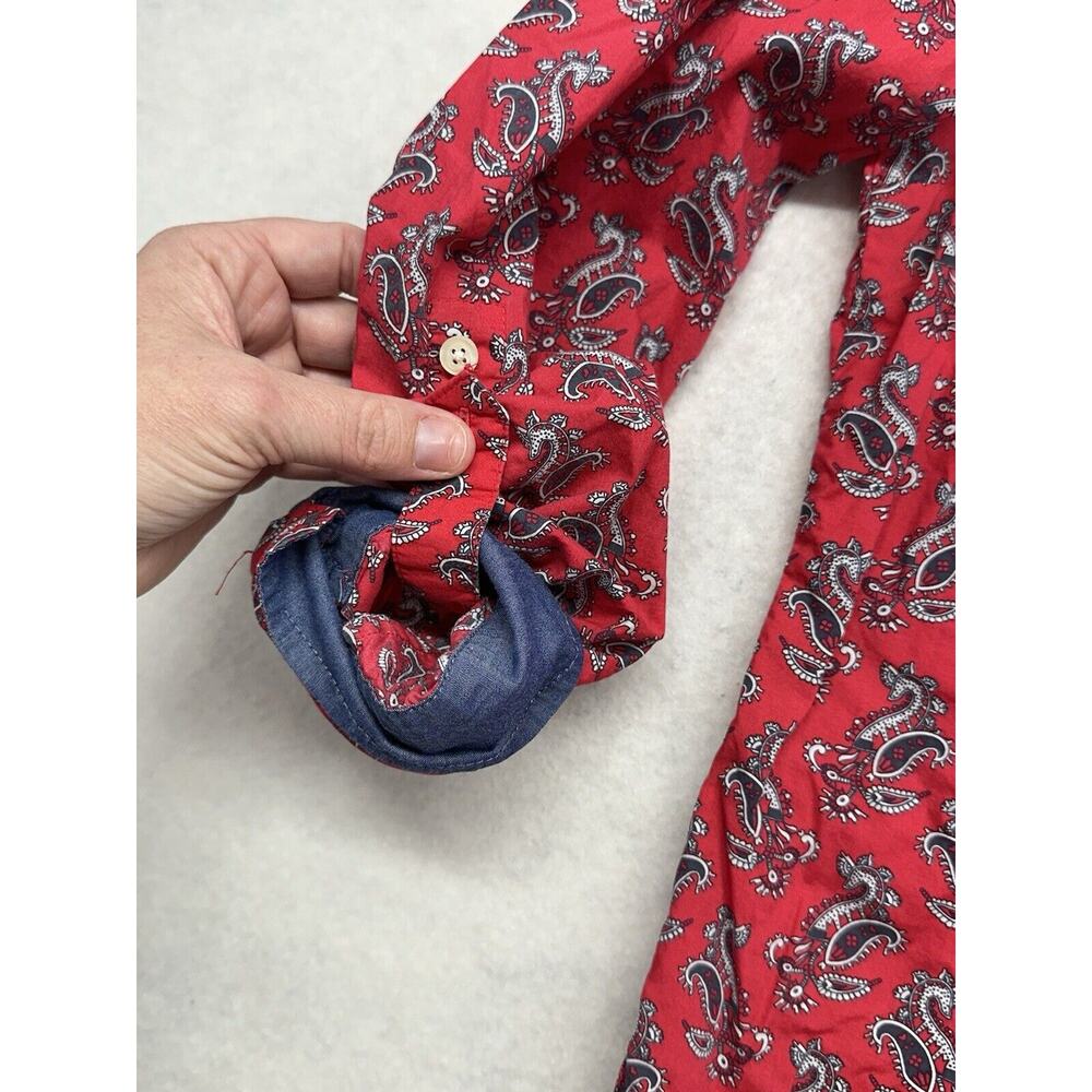 Talbots Womens SZ 12 Paisley Print Long Sleeve‎ Button Down Blouse 100% Cotton - Picture 4 of 9